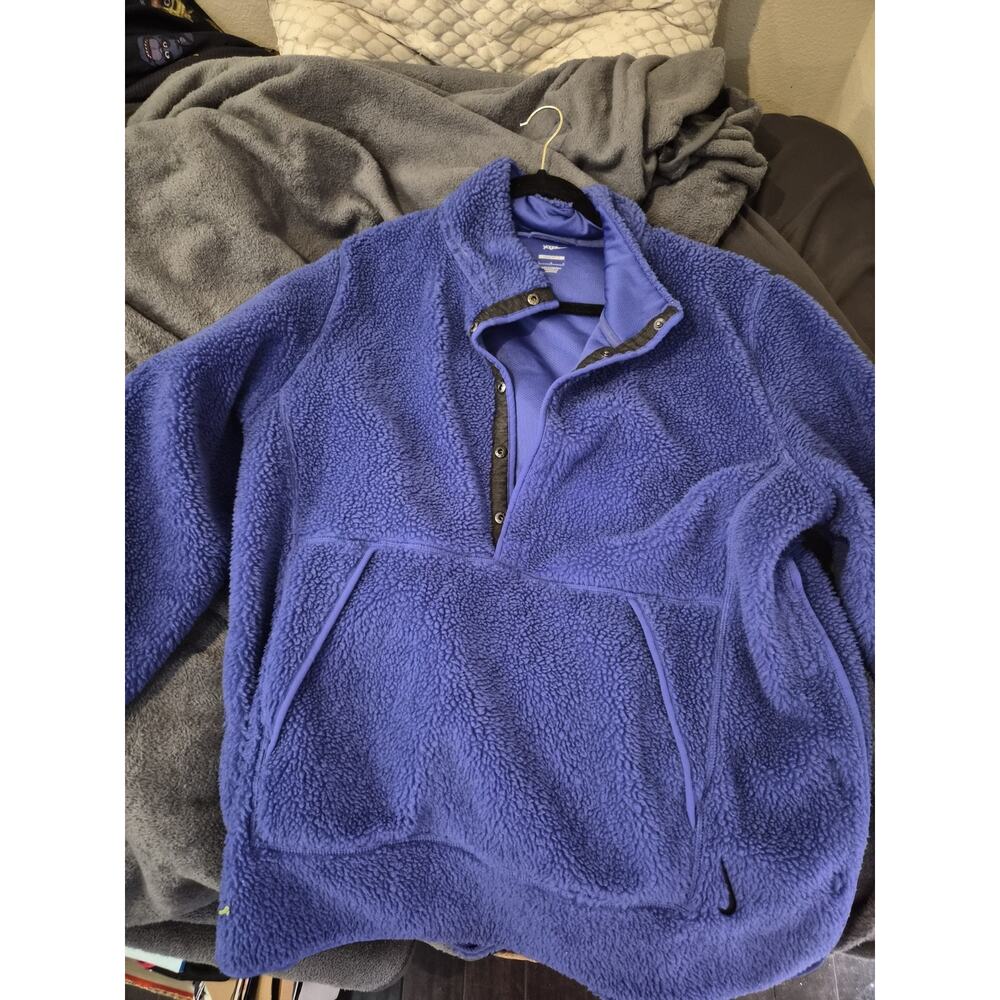 Size Large Nike Yoga Loose Fit Blue Sherpa Fleece Pinnacle Oversized Jacket